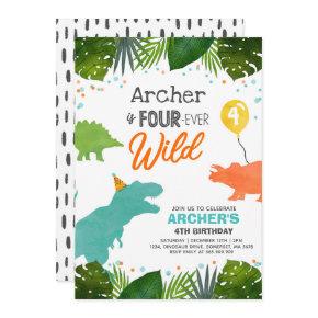 Dinosaur  Invite Four Ever Wild Dino Party