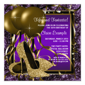 purple and gold 50th birthday invitations candied clouds purple 50th birthday invitations