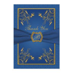 Royal Blue and Gold Monogram Thank You