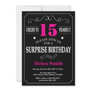 Surprise 15th Birthday Hot Pink and Black